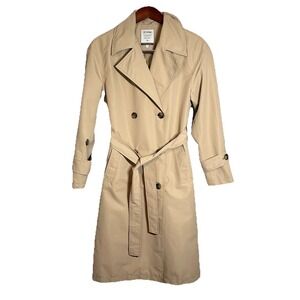 Ochnik Women's Khaki Trench Coat XS Belted Long Raincoat Jacket Double Breasted